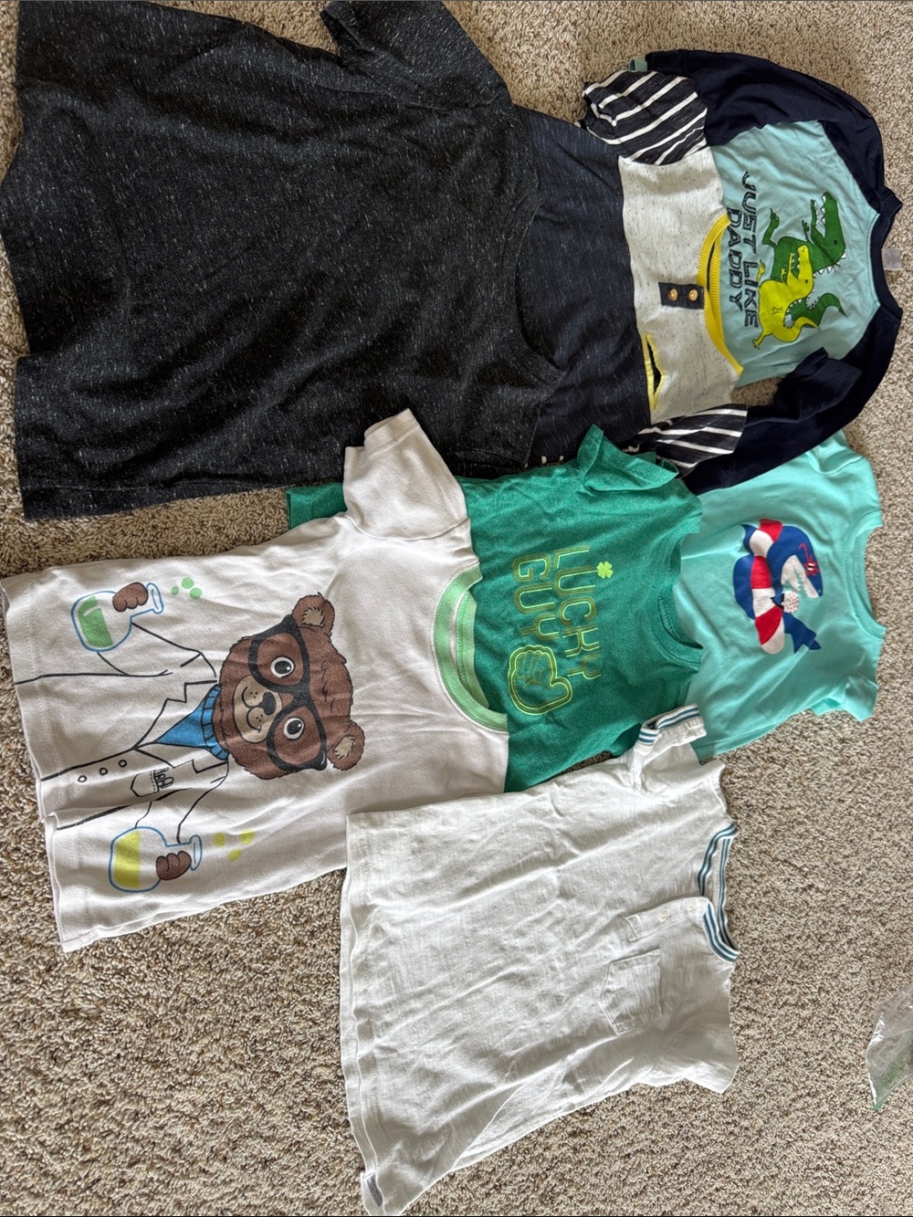 Kids Mixed Graphic Tee Pack - Green, Teal, White & Black